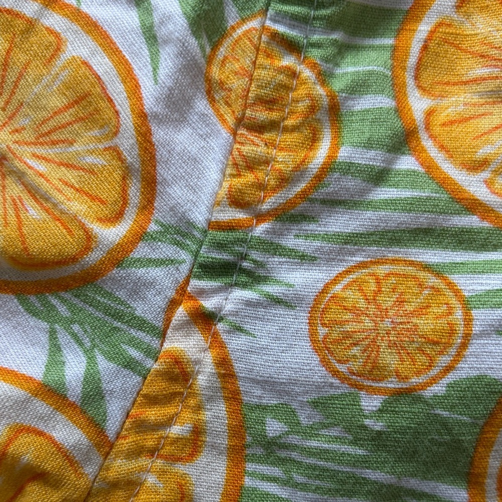 ASOS Orange Citrus Button Up Shirt Medium Linen Blend Summer Tropical Top - Picture 8 of 8